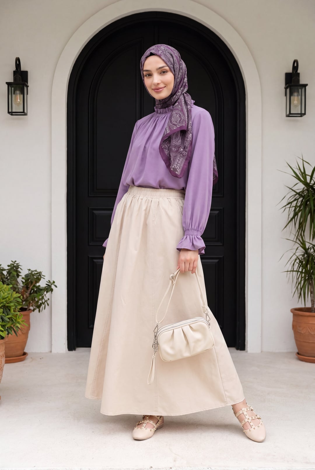 Ruffled Collar Poplin Blouse - Lilac - Podyumplus - by Peralane - photo 4