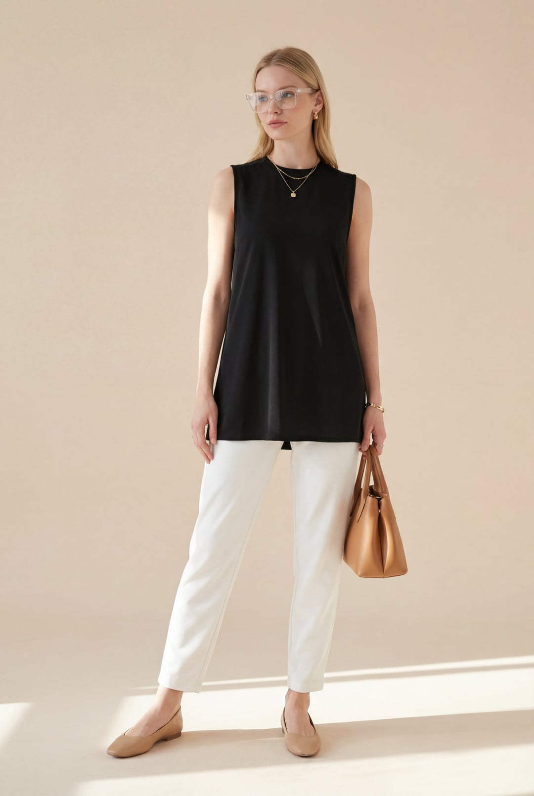 Sleeveless Chiffon Detail Jersey Top - Black - Podyumplus - by Peralane - photo 2