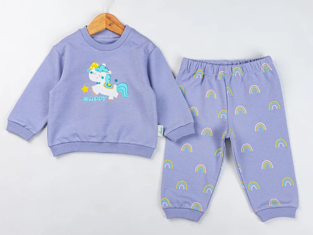 Unicorn Print Girls' Two-Piece Set - Lilac - Comix - by Peralane