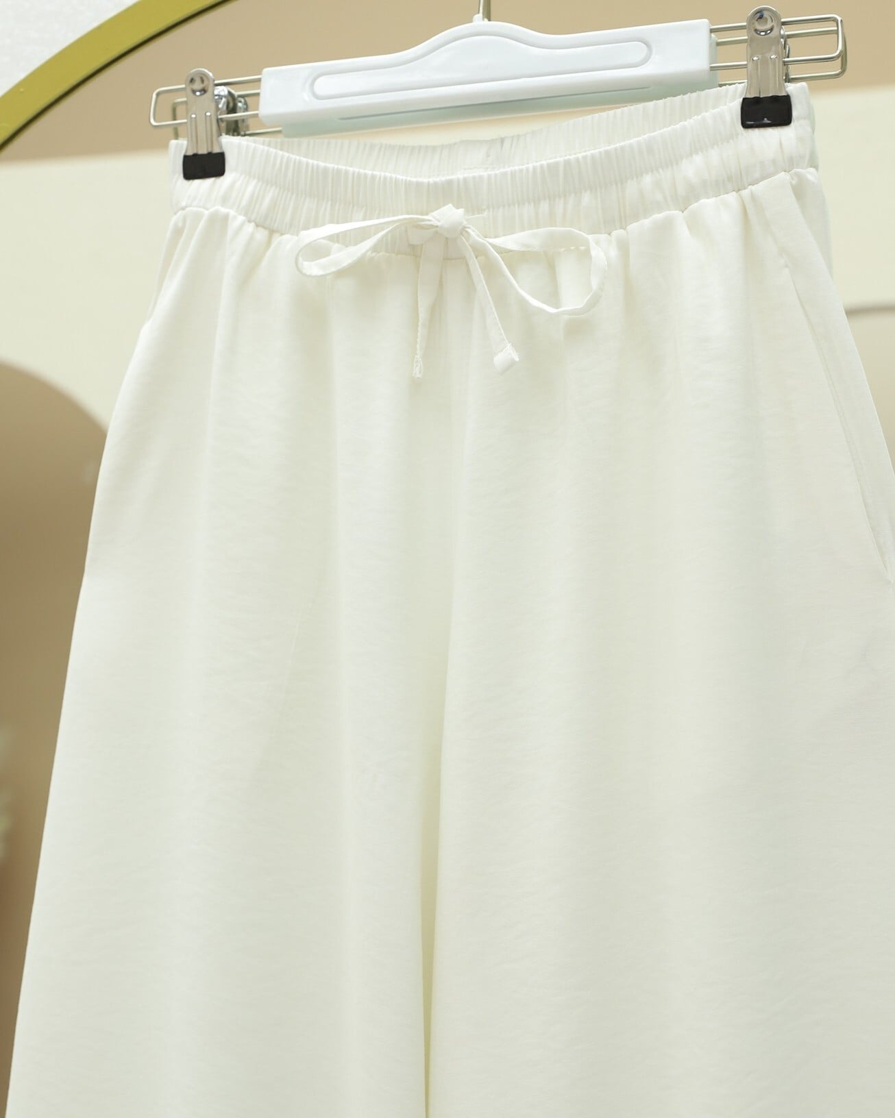 Drawstring Wide-Leg Modal Trousers - Ecru - Podyumplus - by Peralane - photo 8