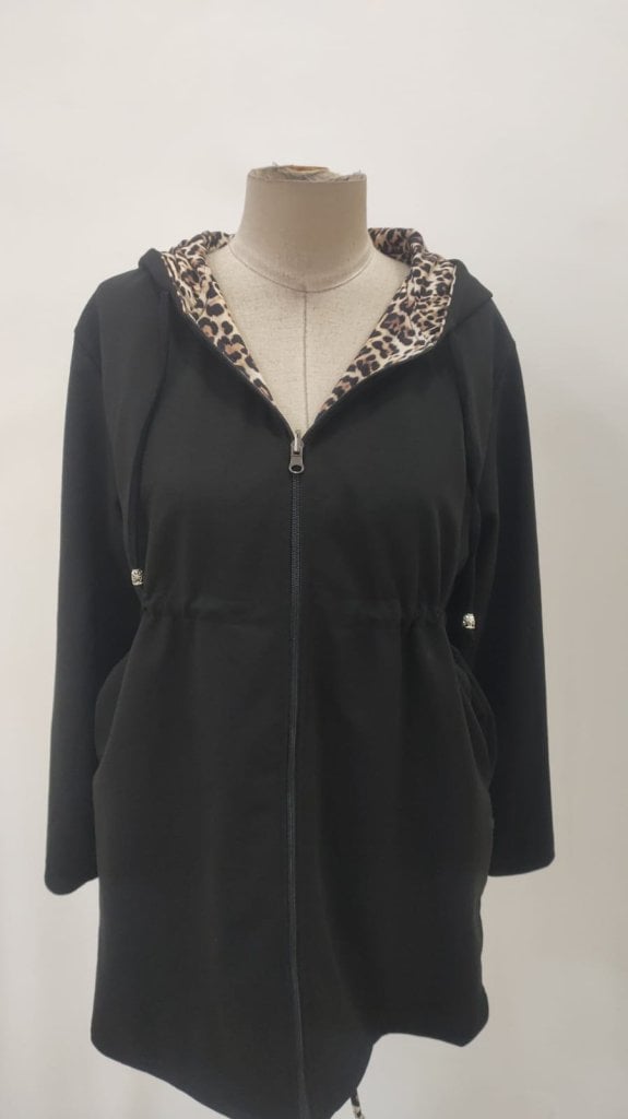 Women's Zip-Up Hooded Jacket with Leopard Print Lining - Janes - by Peralane - photo 4