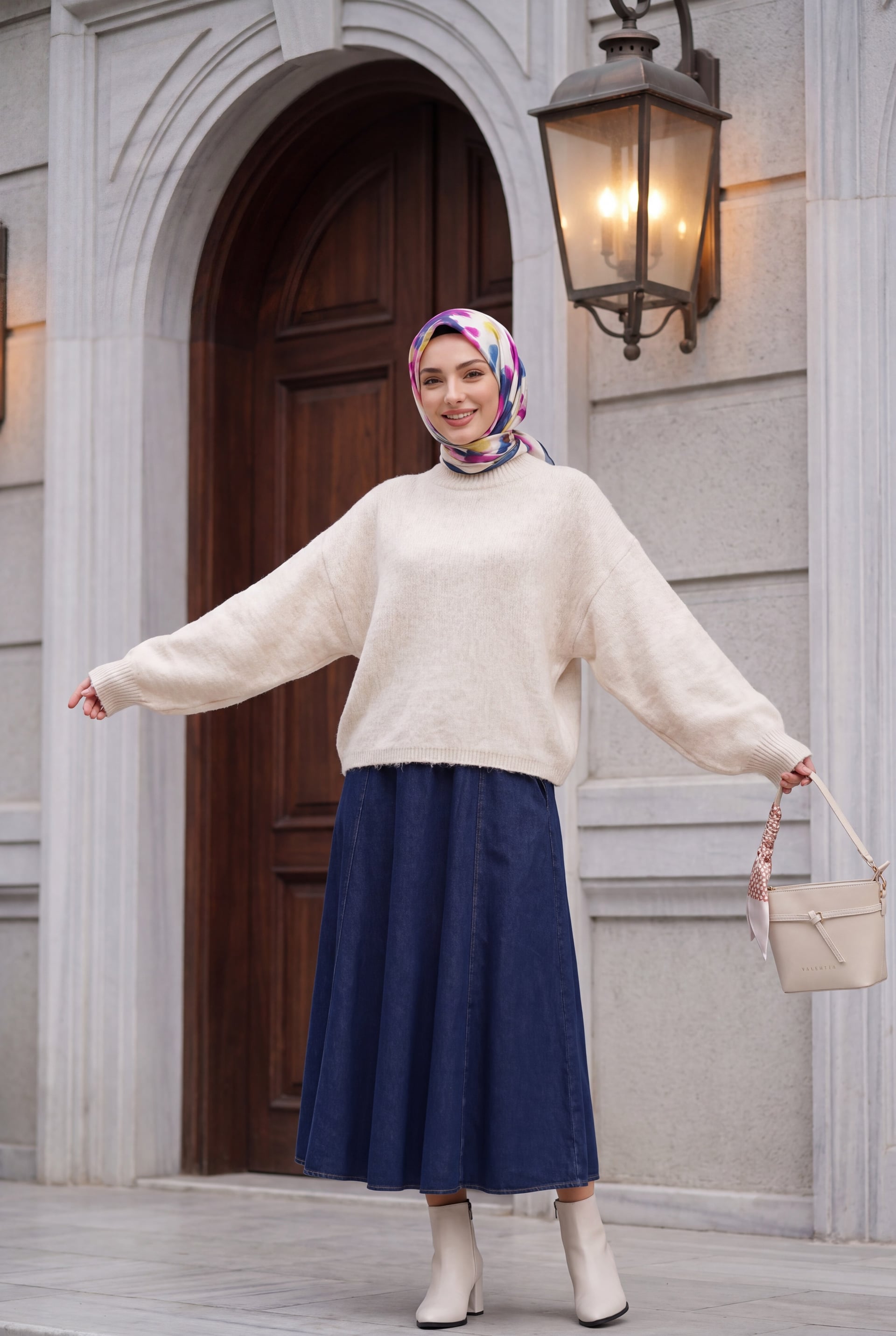 Women's Batwing Sleeve Oversize Knit Sweater 15969 - Cream - Wholeskop - by Peralane
