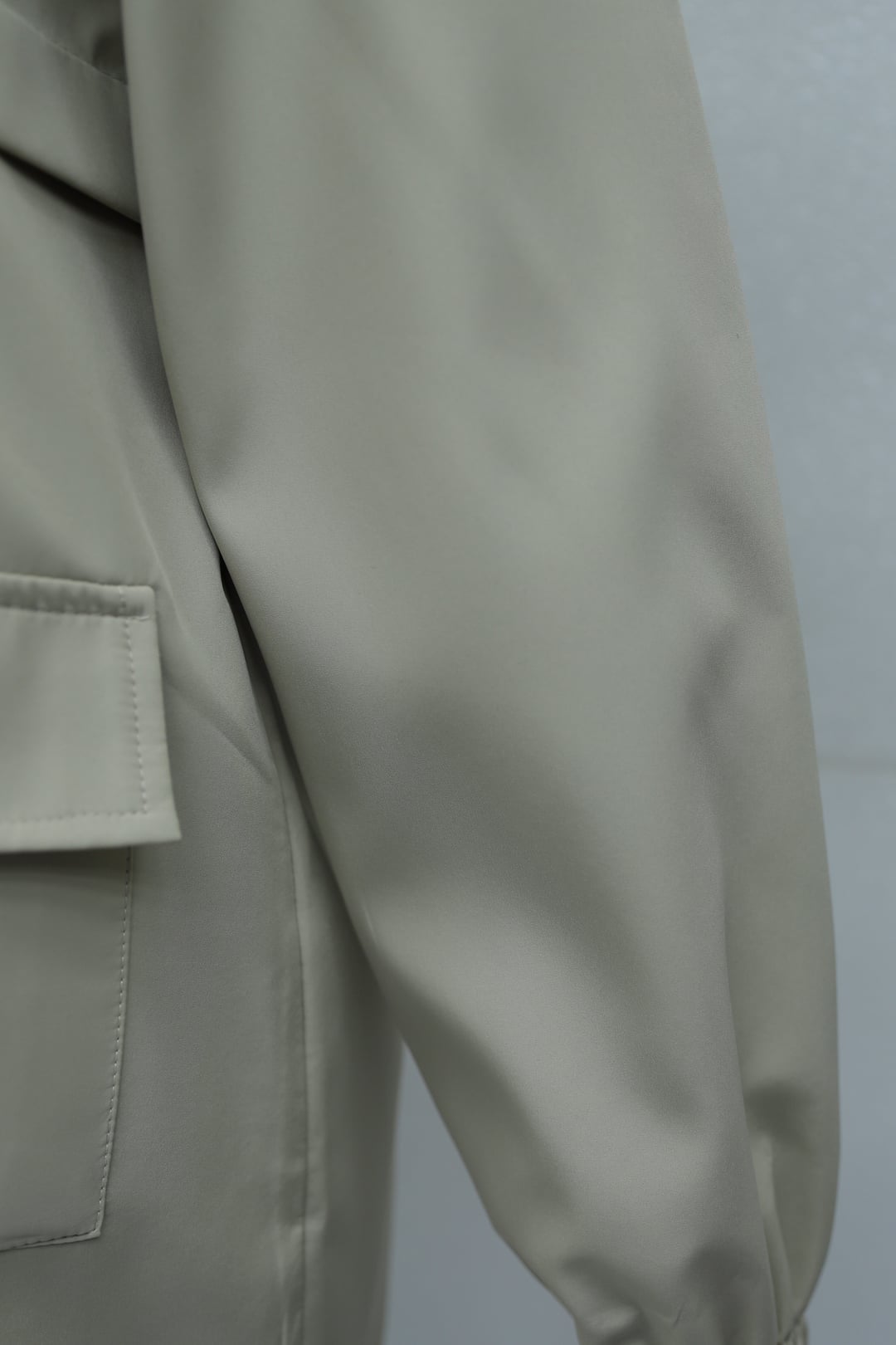 Hooded Full-Zip Raincoat with Flap Pockets - Stone - Podyumplus - by Peralane - photo 8
