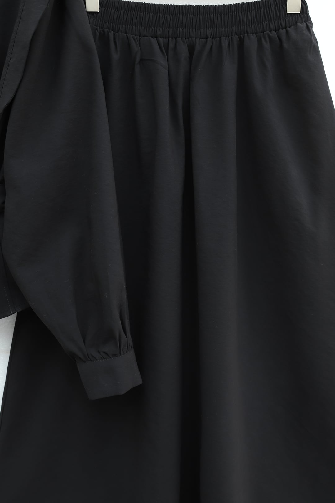 Black Modest Two-Piece Set with Shoulder Pads, Belted Blouse and Elasticated Midi Skirt - Podyumplus - by Peralane - photo 7
