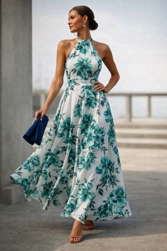 Women's Halter Neck Floral Maxi Dress - Janes - by Peralane - photo 3