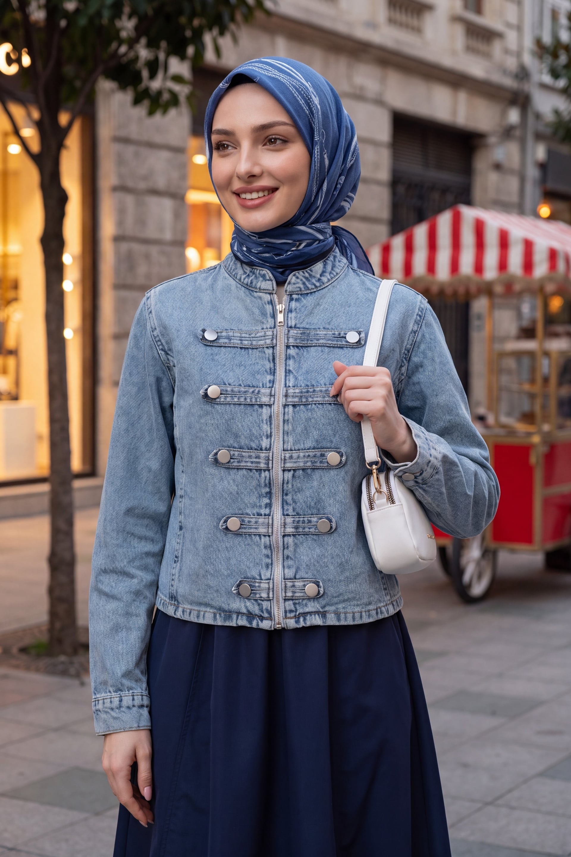 Women's Button Detail Denim Jacket 0771 - Blue - Bigdart - by Peralane - photo 2