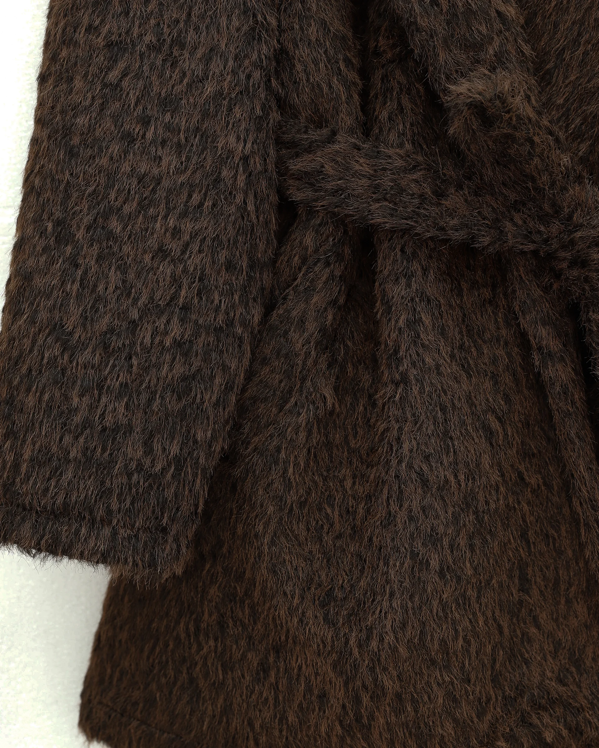 Belted Faux Fur Coat with Pockets - Dark Brown - Podyumplus - by Peralane - photo 4
