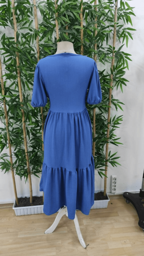 Women's Short Sleeve Open Collar Tiered Crepe Balloon Dress - Janes - by Peralane - photo 6