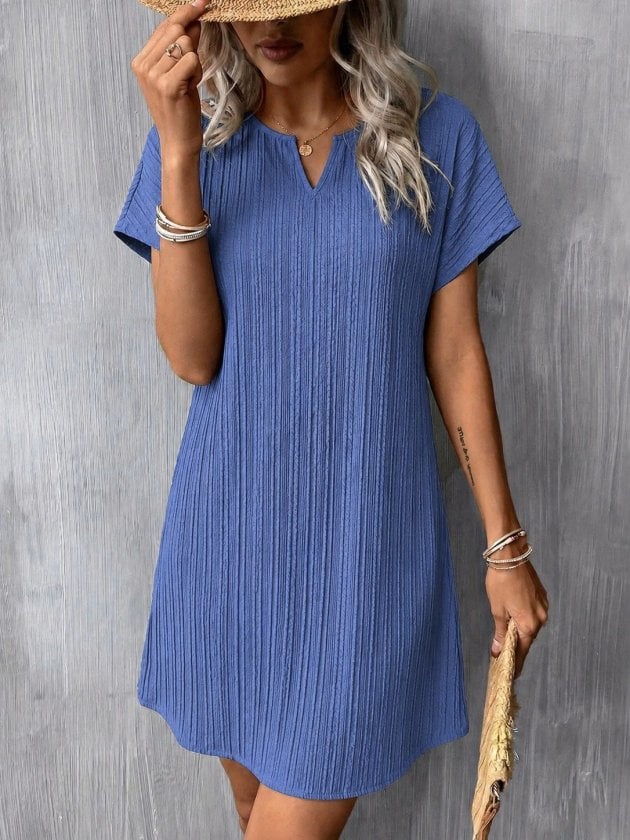 Women's Short-Sleeve V-Neck Short Jacquard Crepe Dress - Janes - by Peralane - photo 2