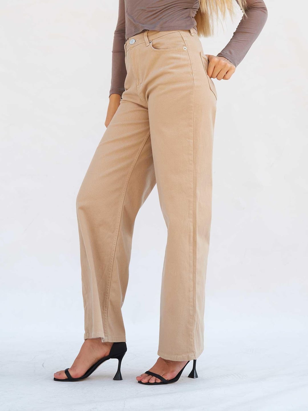 Beige Wide-Leg Palazzo Trousers with Five Pockets - Lefon - by Peralane - photo 5