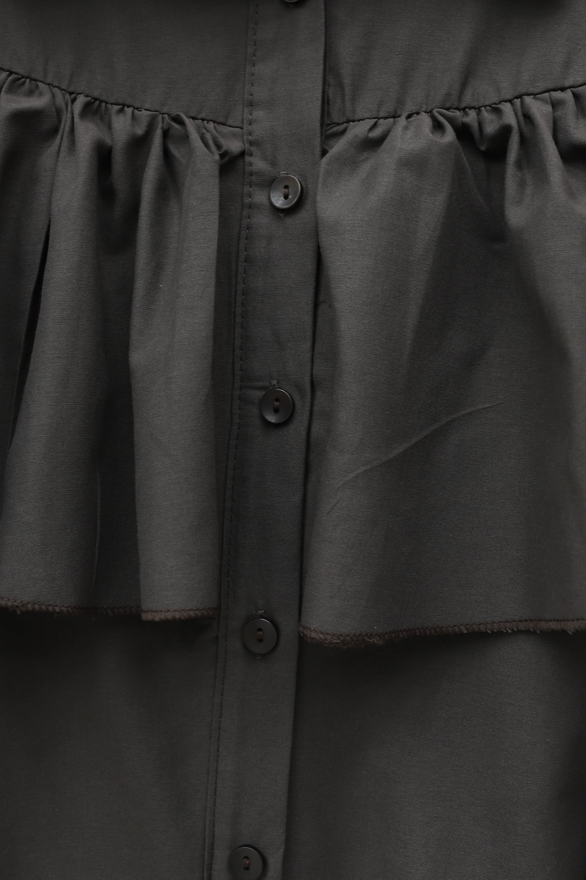 Ruffled Poplin Blouse with Front and Shoulder Details - Dark Brown - Podyumplus - by Peralane - photo 6