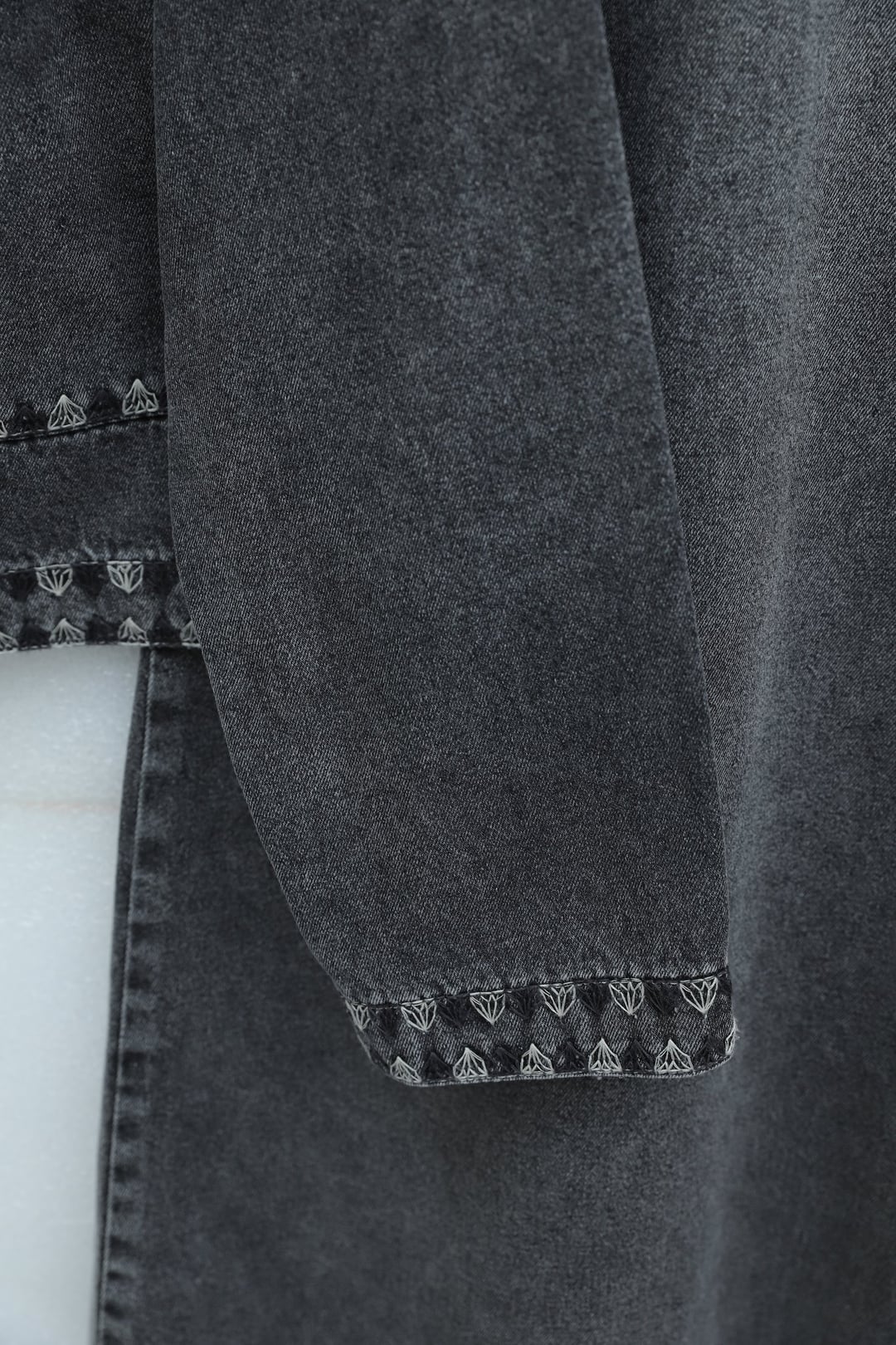 Embroidered Denim Two-Piece Jacket and Skirt Set - Dark Grey - Podyumplus - by Peralane - photo 8