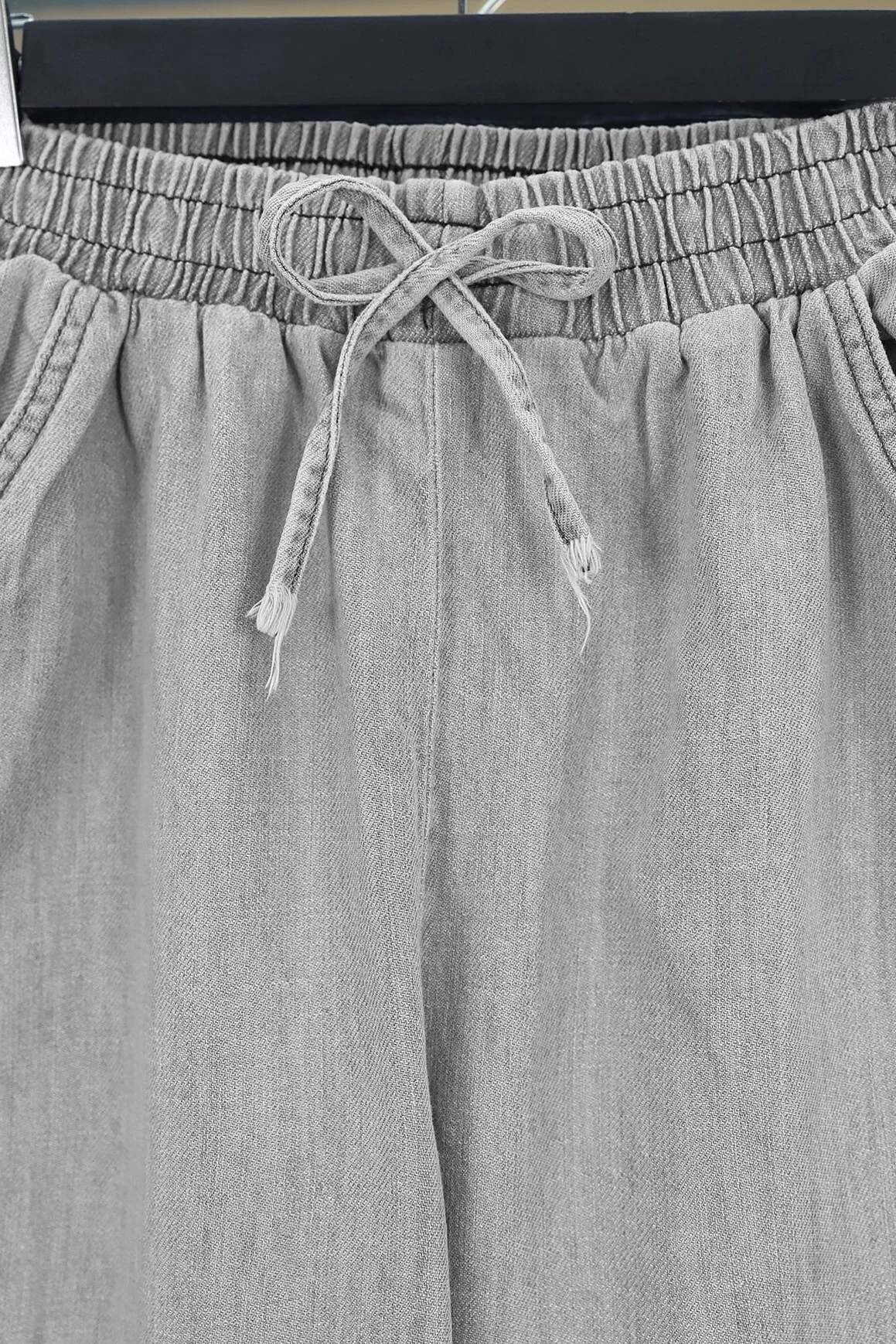 Women's Drawstring Waist Wide-Leg Jeans - Light Grey - Podyumplus - by Peralane - photo 8