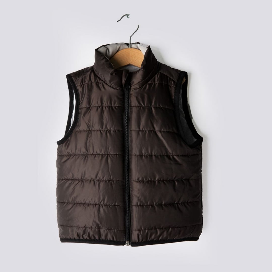Boys' Quilted Puffer Vest - Dark Brown - Verscon - by Peralane