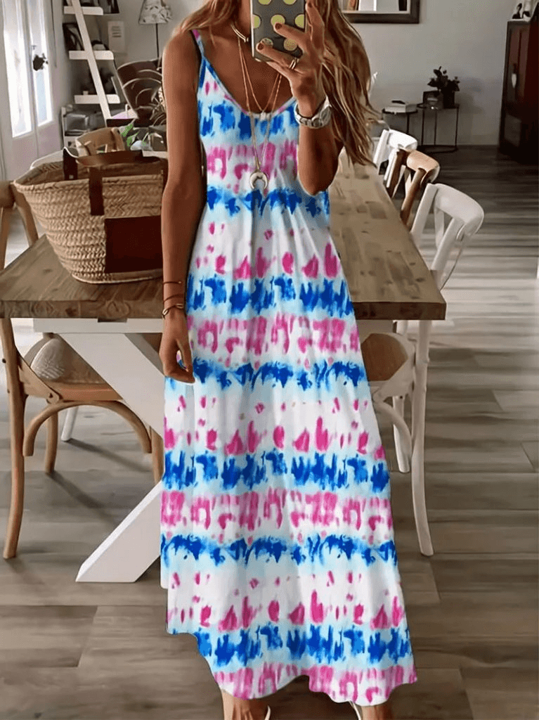 Women's Spaghetti Strap Tie-Dye Maxi Dress - Janes - by Peralane