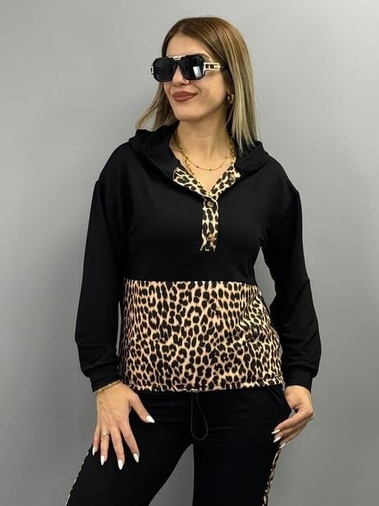Women's Long Sleeve Leopard Detail Sweatshirt and Jogger Trousers Two-Piece Tracksuit - Janes - by Peralane - photo 8