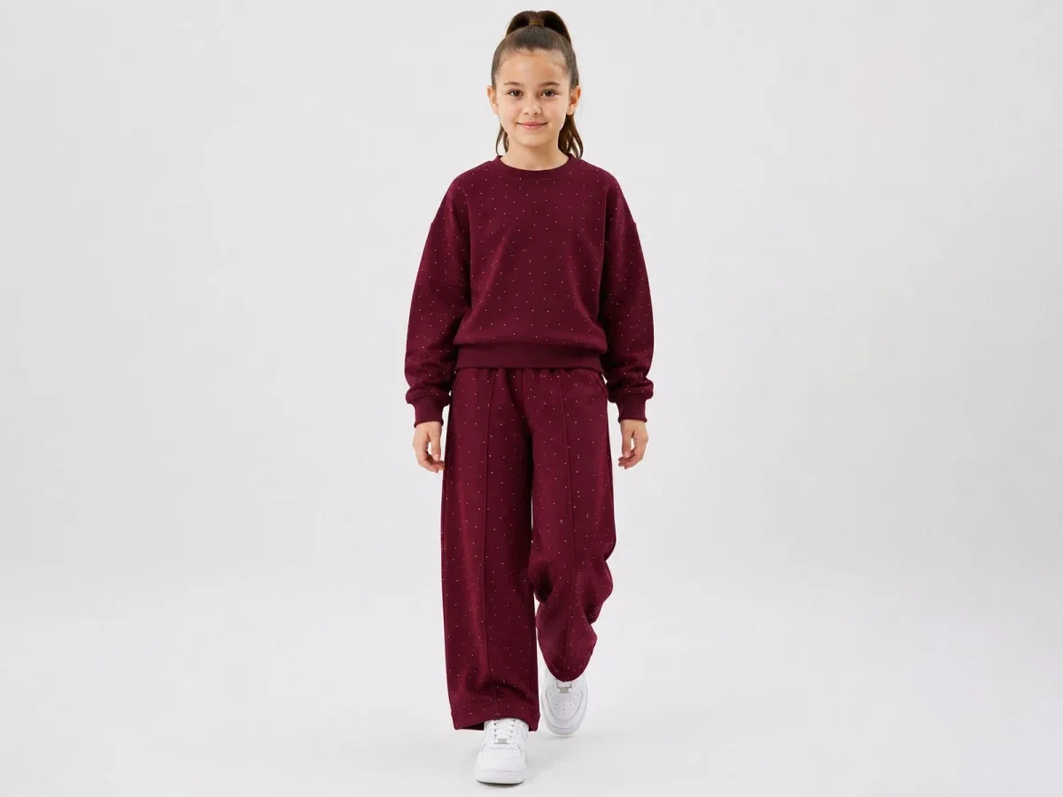 Girls' Striped Pocket Detail 3-Piece Set - Dark Plum - Incilay - by Peralane