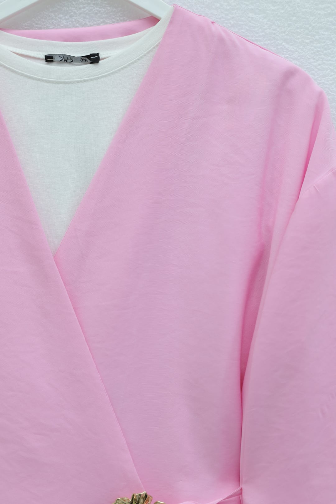 Side Cross Tie Clasp Modal Tunic - Pink - Podyumplus - by Peralane - photo 9