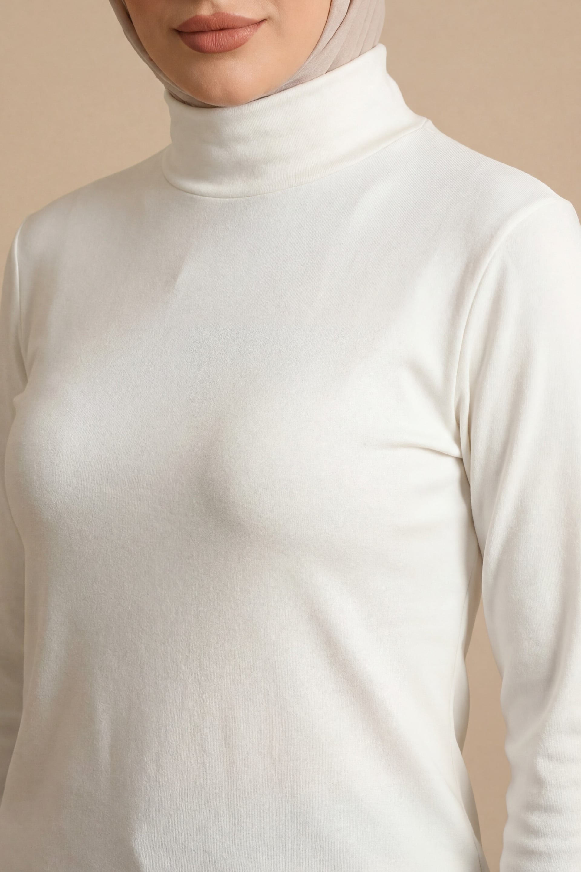 Turtleneck Long Sleeve Bodysuit - Ecru - Podyumplus - by Peralane - photo 2