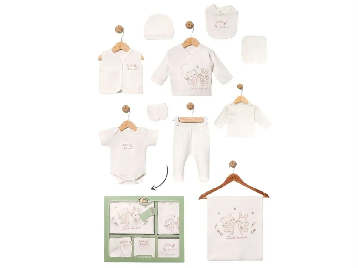 Newborn Girl Hospital Exit Layette Set with Bunny and Floral Embroidery - Baby Zuhu - by Peralane