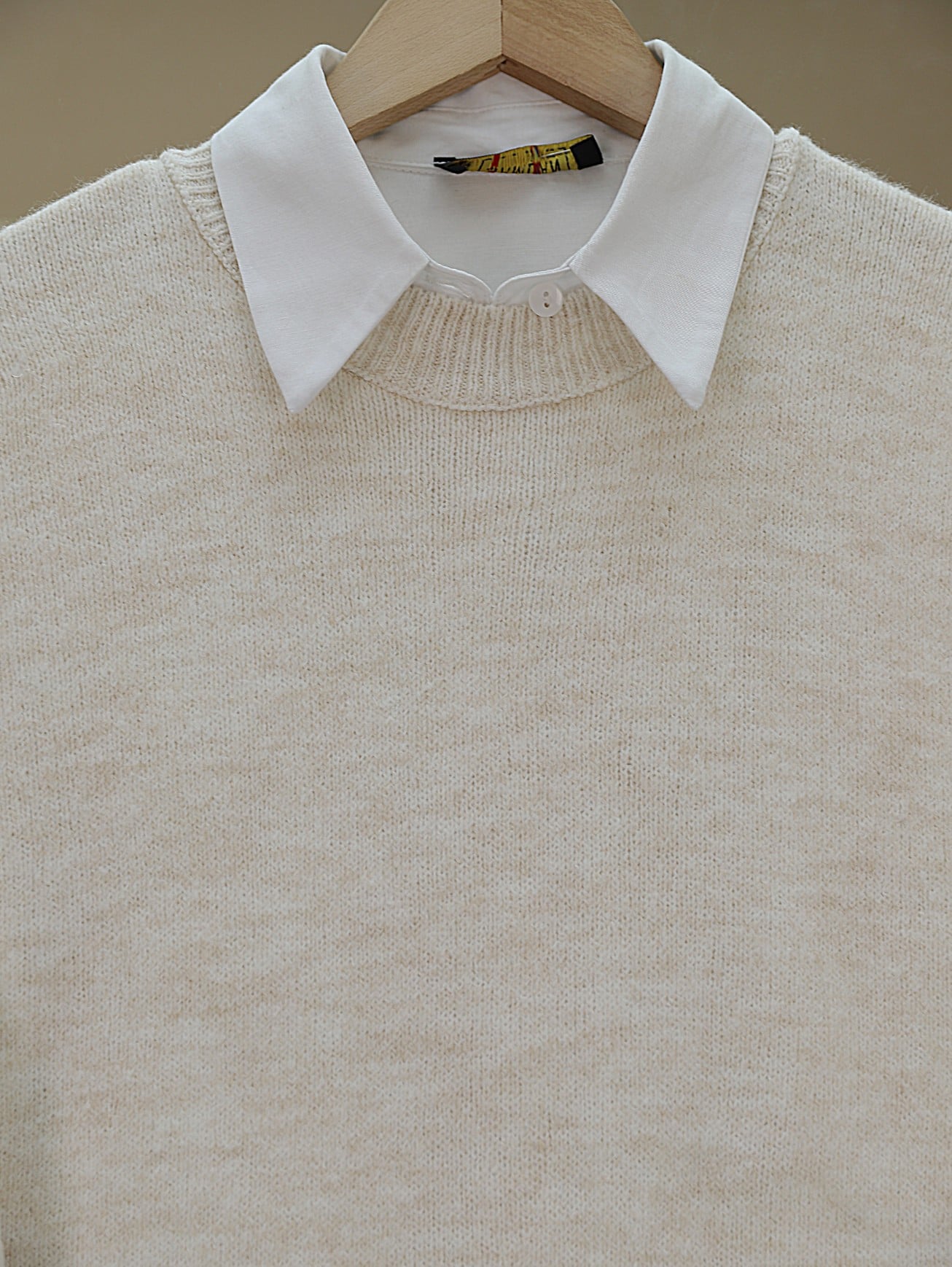 Round Neck Balloon Sleeve Relaxed Knit Sweater - Stone - Podyumplus - by Peralane - photo 3