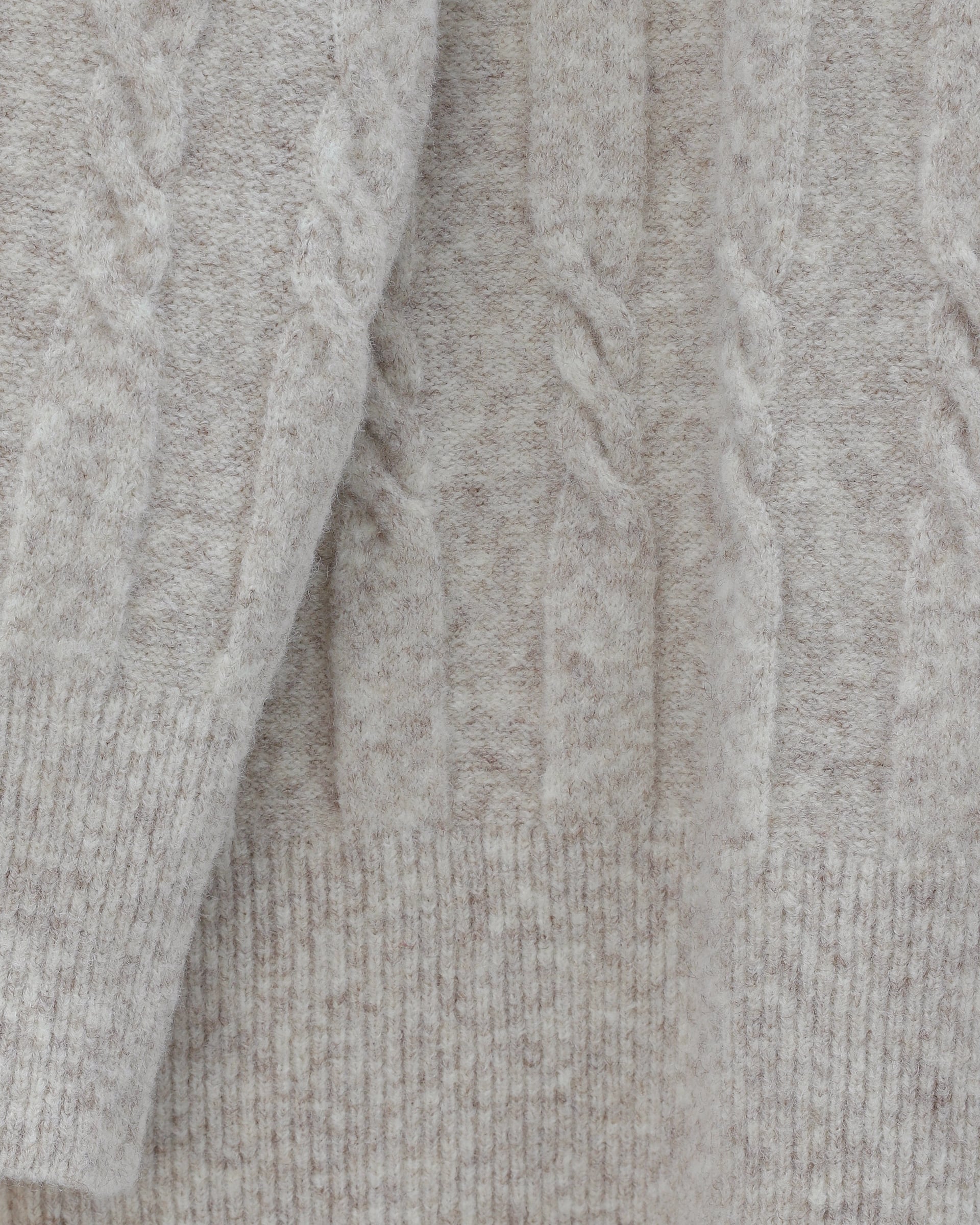 Women's Cable Knit Sweater and Wide-Leg Trousers Set in Light Grey and Beige - Podyumplus - by Peralane - photo 6