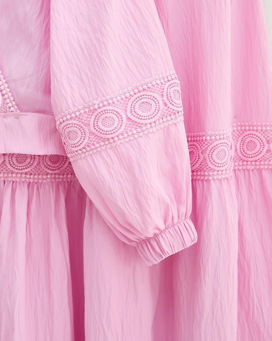 Lace Detailed Wrap Blouse and Crep Skirt Set - Pink - Podyumplus - by Peralane - photo 8