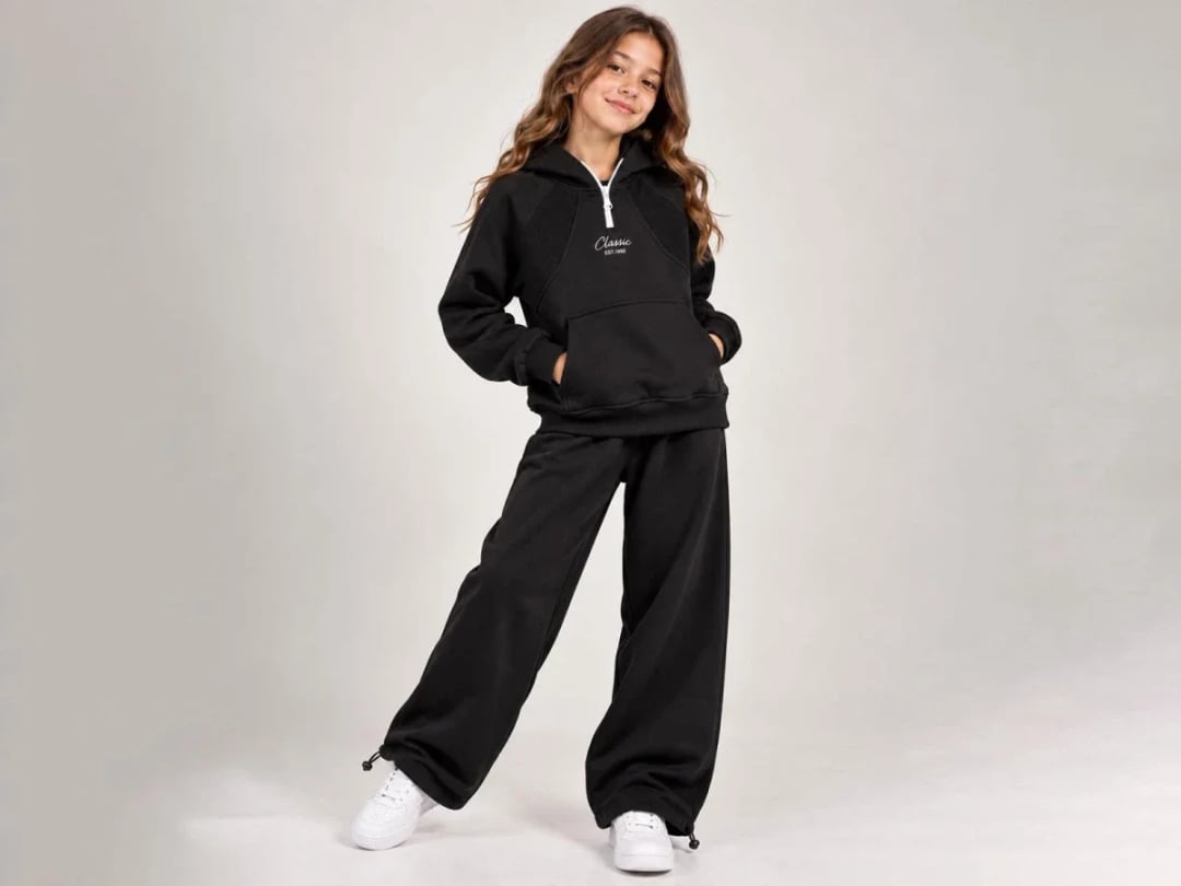 Classic Printed Hooded Girls' Tracksuit Set - ÖZ Bebe - by Peralane