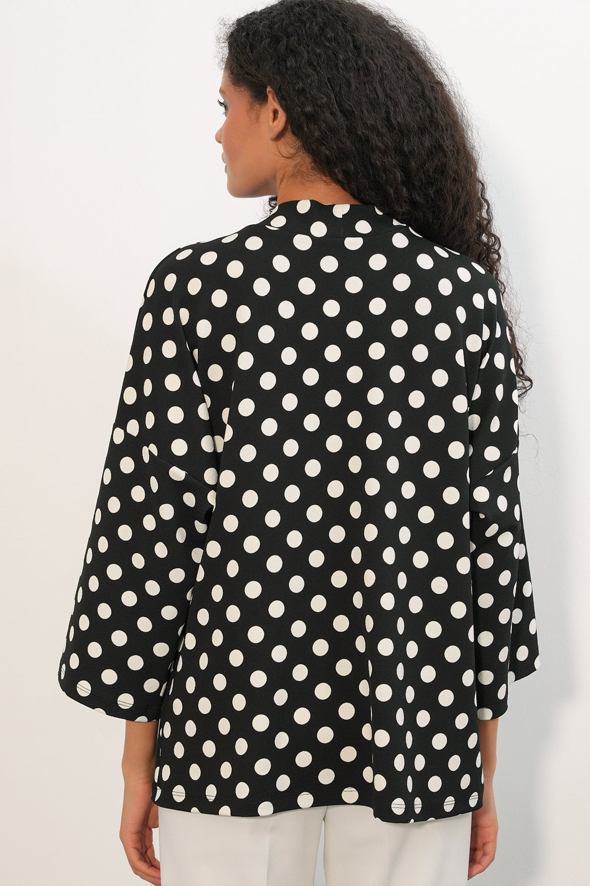 Women's Knitted Polka Dot Kimono 5996 - Black - Bigdart - by Peralane - photo 5