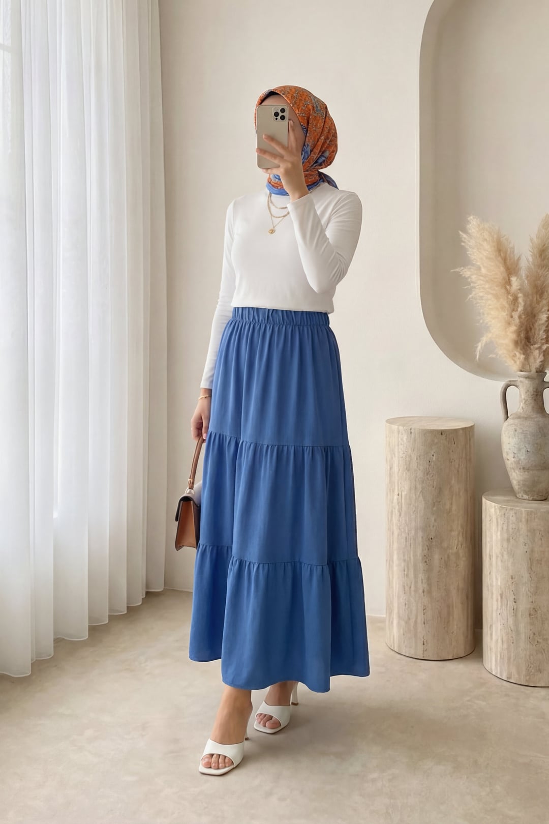 Women's Ayrobin Long Skirt 8048 - Indigo - Bigdart - by Peralane