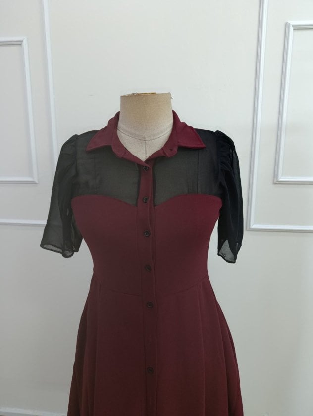 Women's Short Sleeve Collared Button-Front Midi Crepe Dress - Janes - by Peralane - photo 6