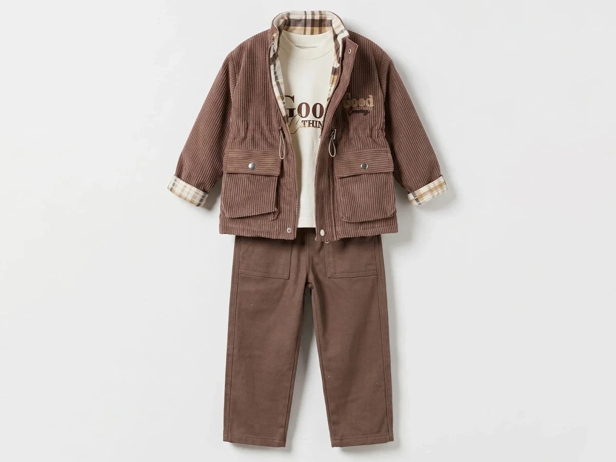 Good Things Embroidered Corduroy Boy's 3-Piece Set with Jacket - Canoz - by Peralane