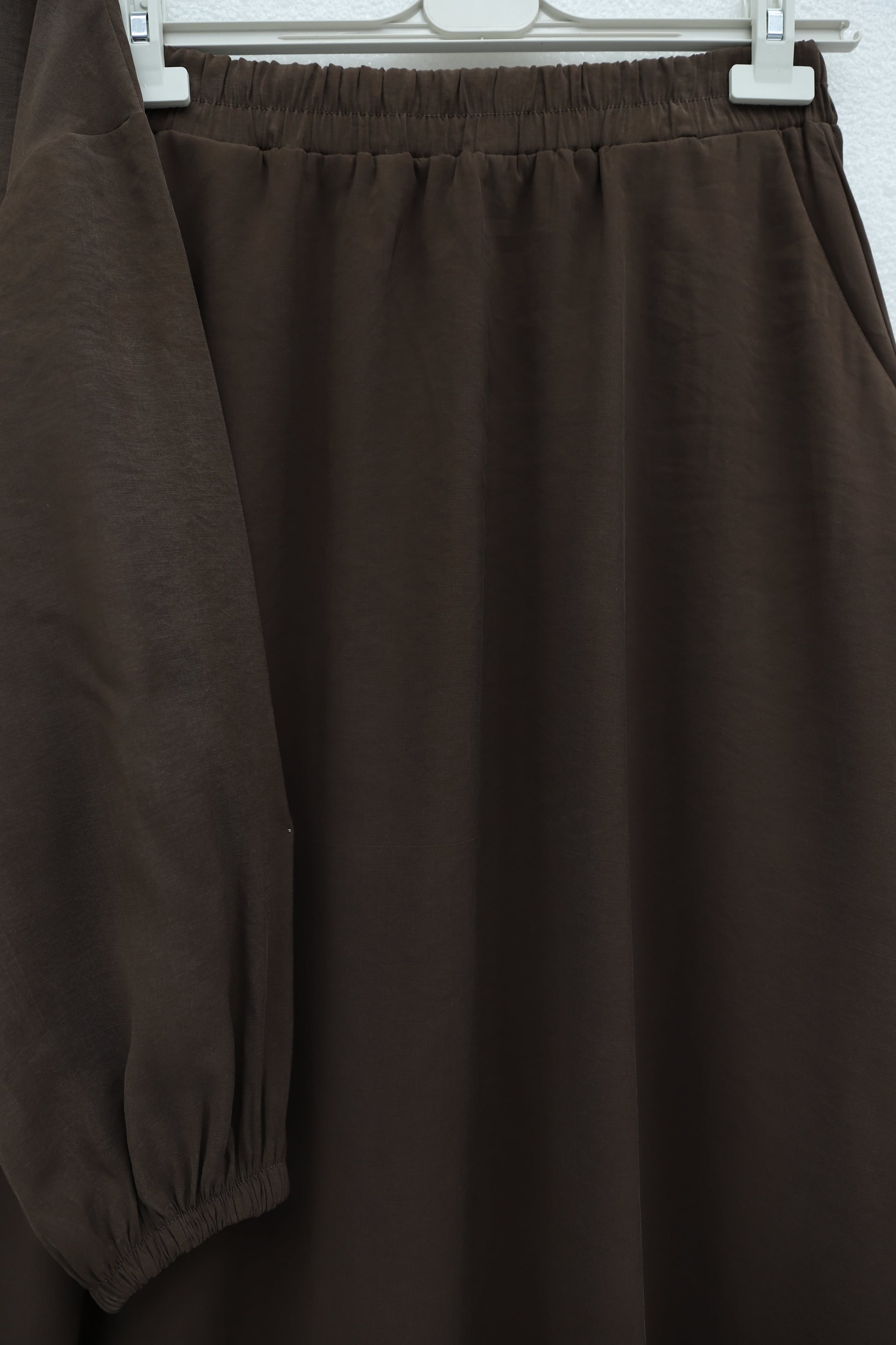 Women's Brown Two-Piece Set with Pearl Buttons and Midi Skirt - Podyumplus - by Peralane - photo 7