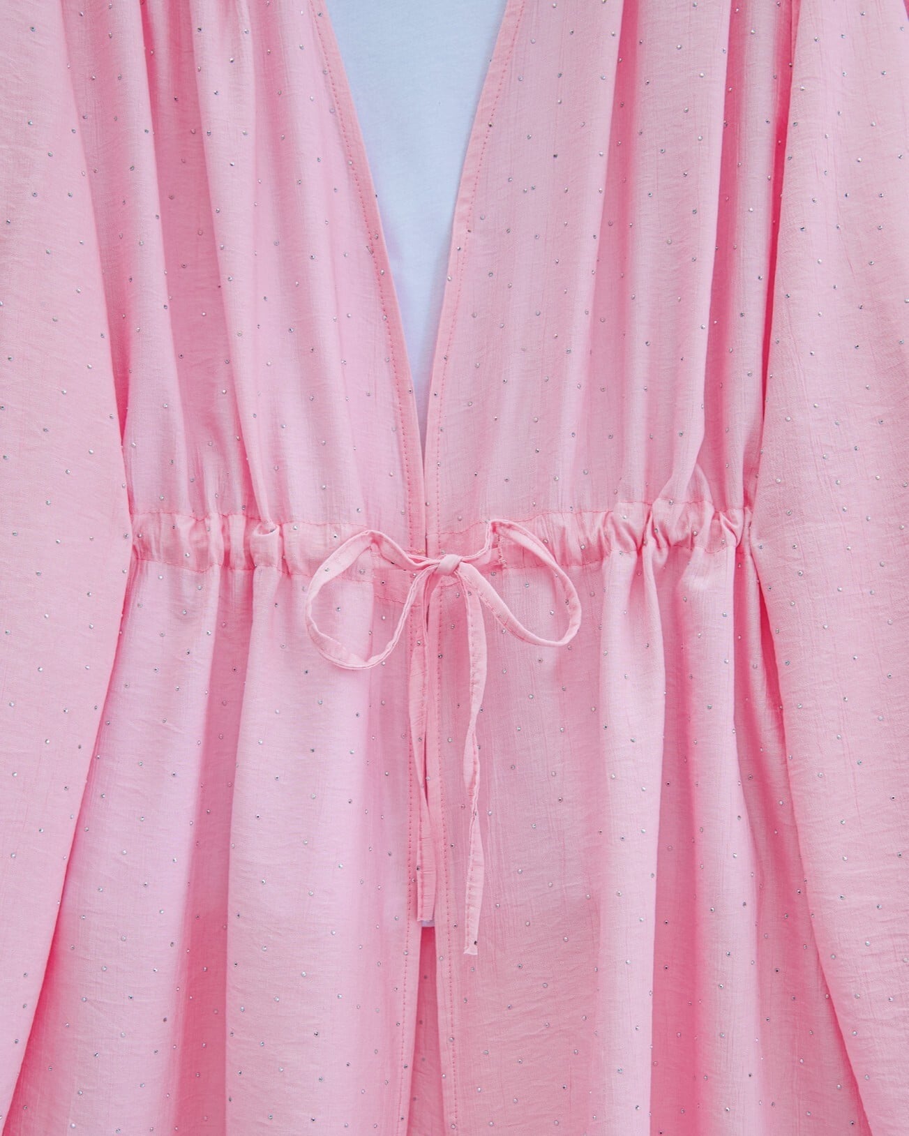 Stone-Detailed Wide-Leg Trousers and Tunnel-Lace Kimono Co-ord Set - Pink - Podyumplus - by Peralane - photo 4