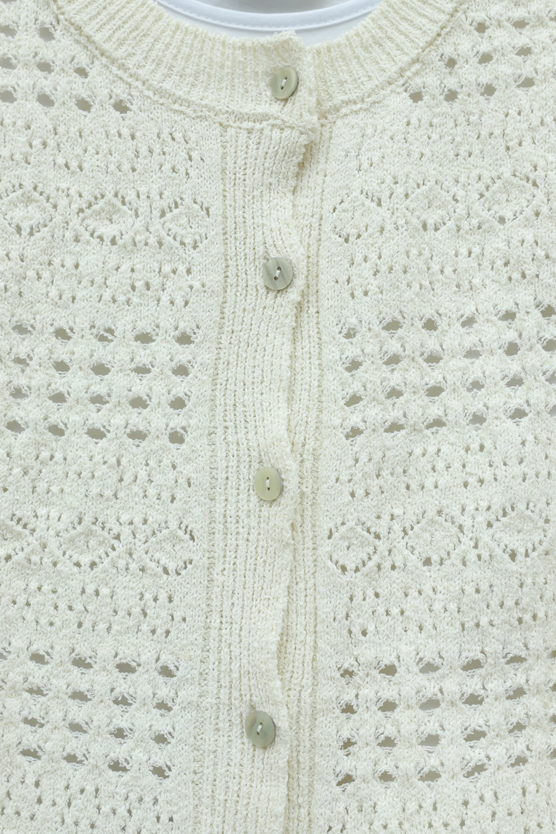 Women's Frill Hem Open-Knit Button Cardigan - Ecru - Podyumplus - by Peralane - photo 6