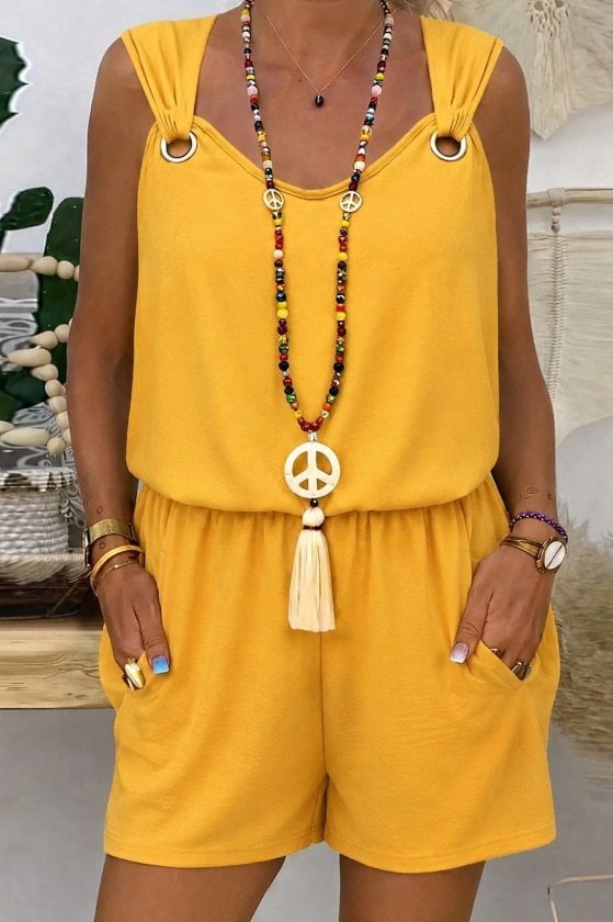Women's Sleeveless V-Neck Blouse and Shorts Two-Piece Set with Eyelet Detail - Janes - by Peralane - photo 3