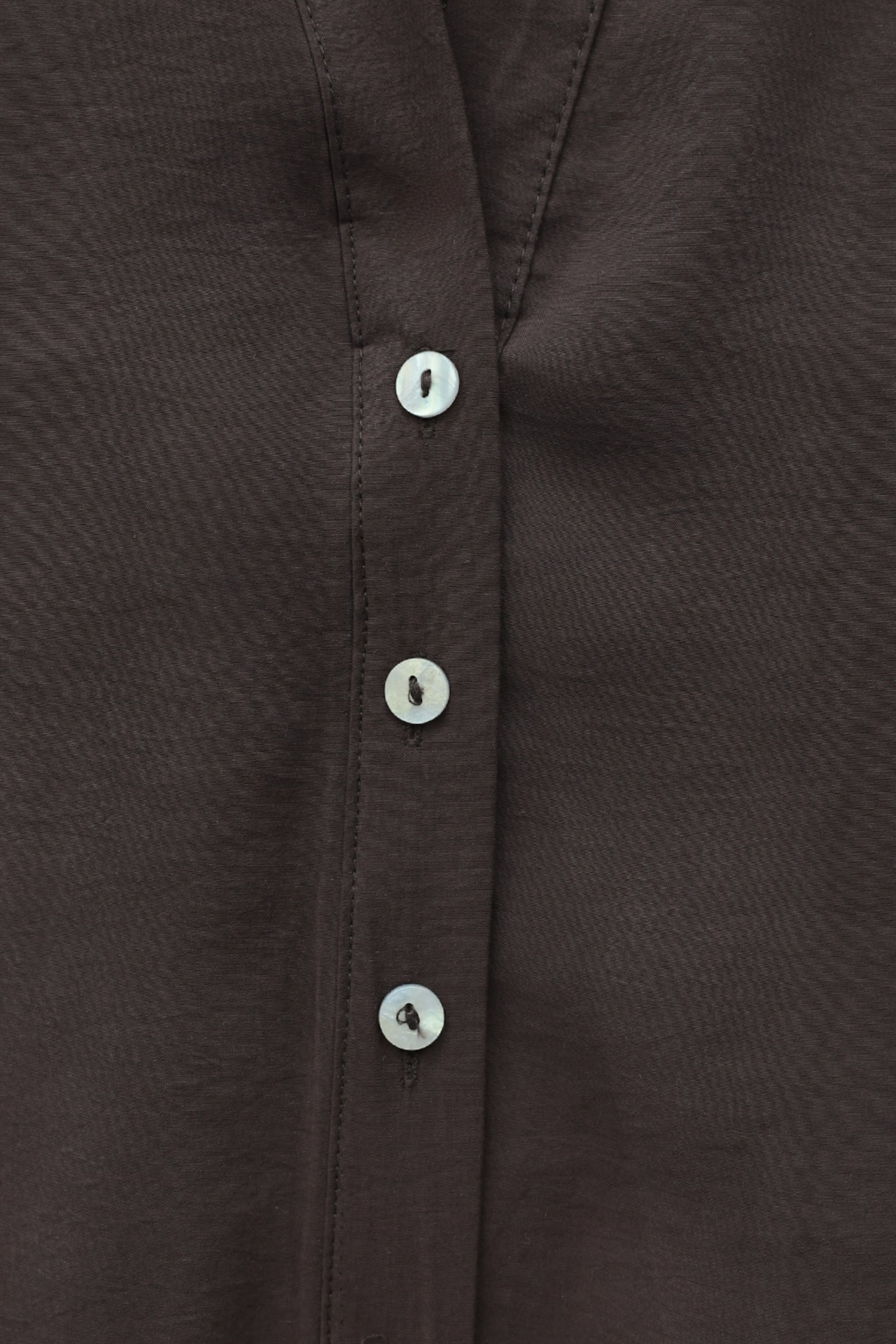 V-Neck Buttoned Half-Sleeve Modal Blouse - Dark Brown - Podyumplus - by Peralane - photo 6