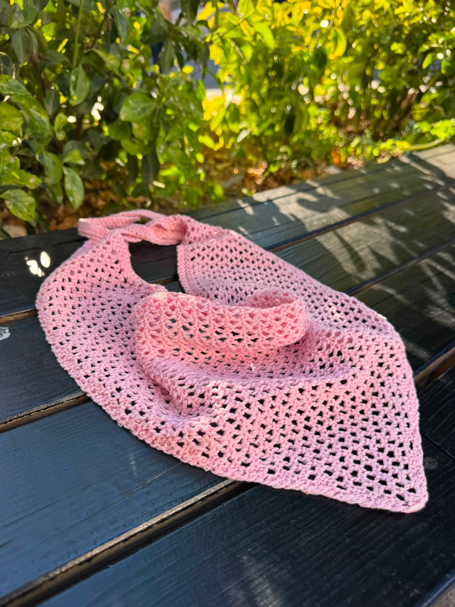 Pink Crochet Open-Knit Headband Scarf for Women - Nesvay - by Peralane - photo 3