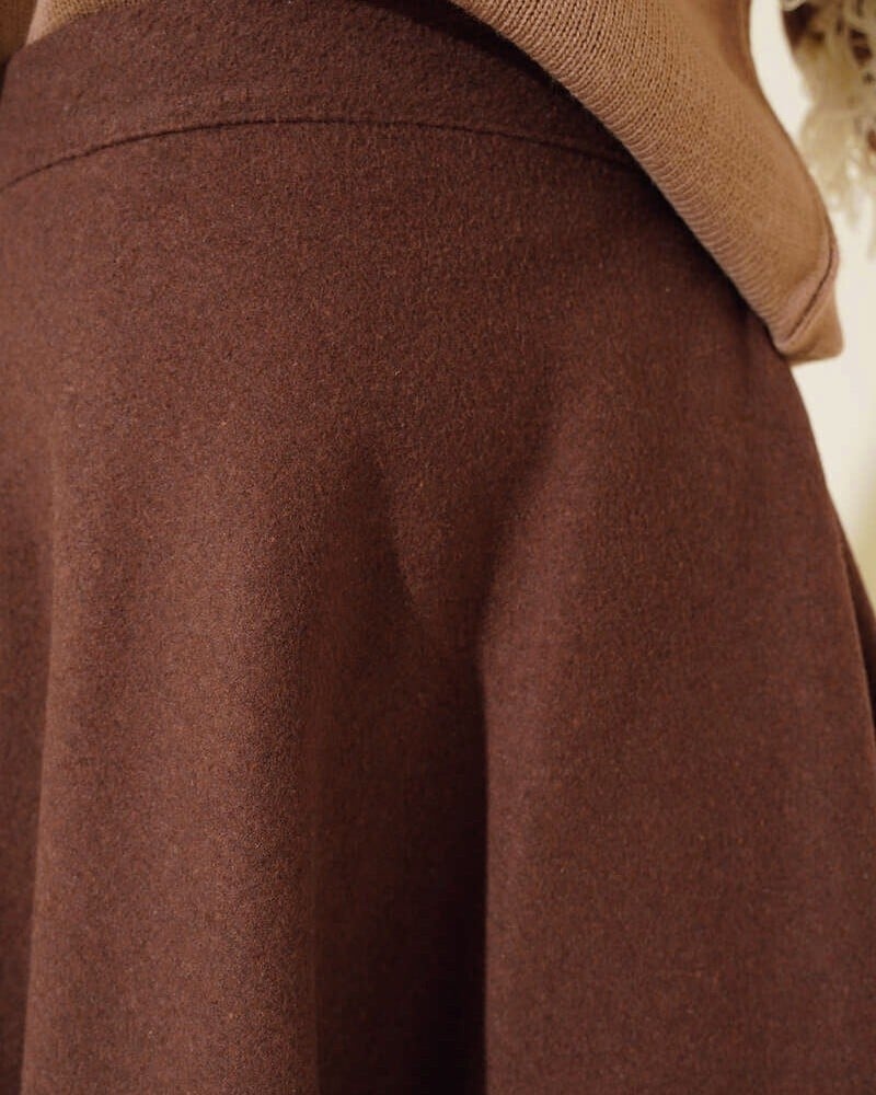 Side-Zip Solid Brown A-Line Kasha Skirt - Podyumplus - by Peralane - photo 2