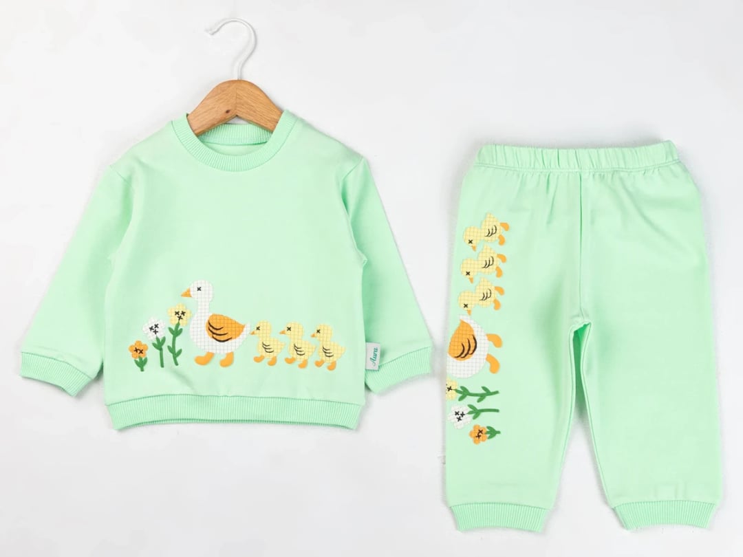 Duck Print Girls' Suit - Light Mint Green - Comix - by Peralane