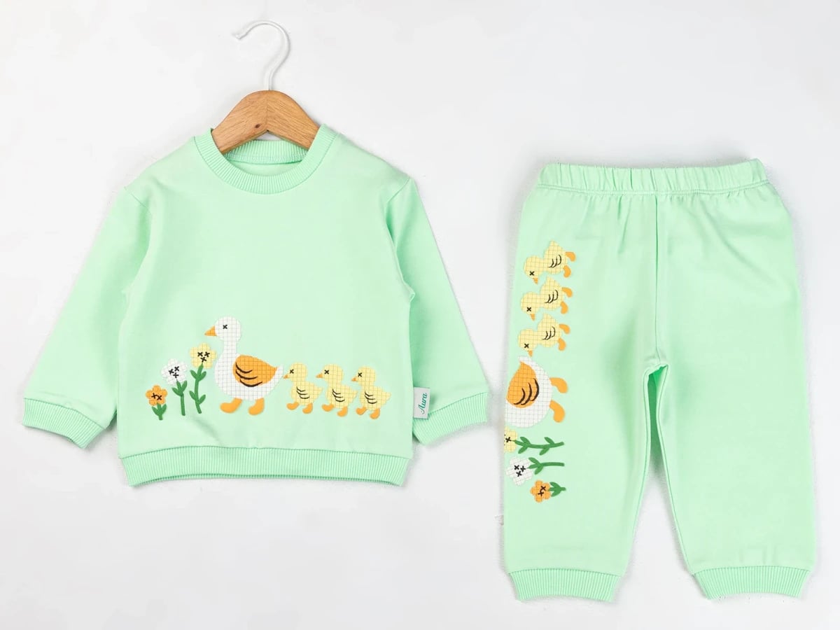 Duck Print Girls' Suit - Light Mint Green - Comix - by Peralane