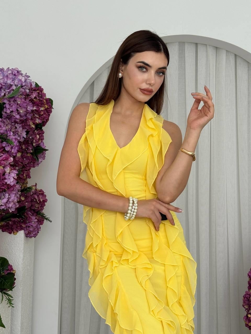 Lea Ruffled Yellow Dress ETK-00690 - Etika - by Peralane - photo 5