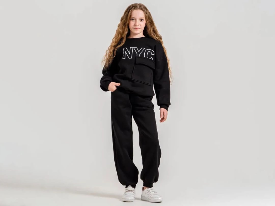 NYC Print Pocket Detail Girls' Tracksuit Set - ÖZ Bebe - by Peralane