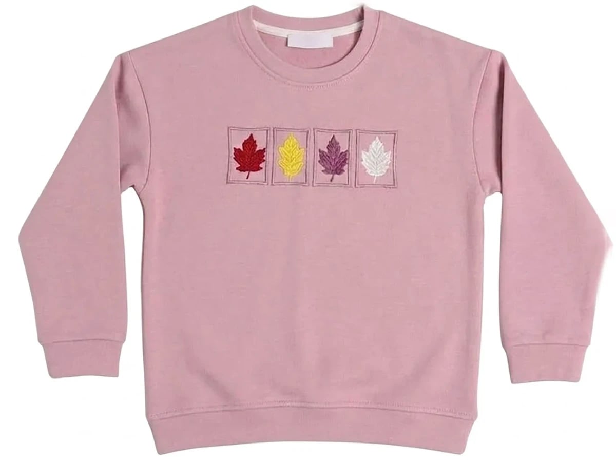Pink Kids Girls' Embroidered Leaf Sweatshirt - CMK - by Peralane