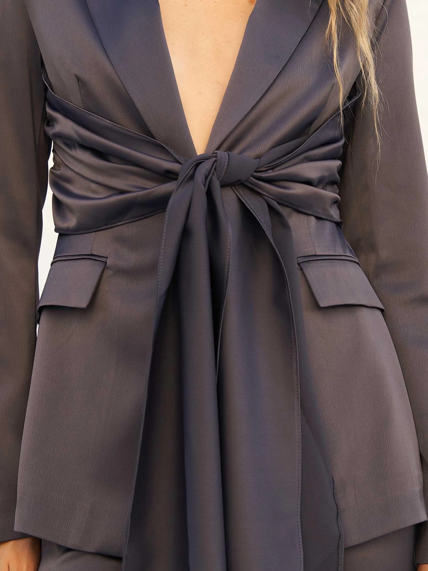 Self-Tie Satin Jacket and Wide-Leg Trousers Set - Lefon - by Peralane - photo 7