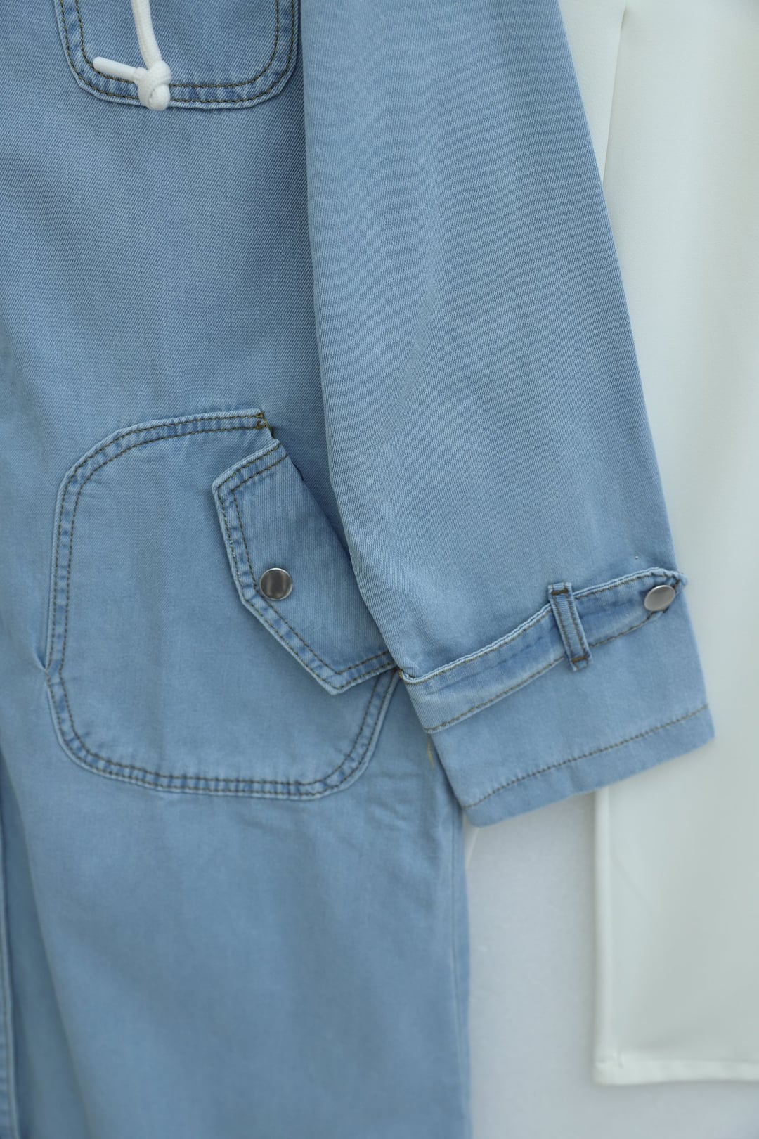 Long Denim Jacket with Hood - Light Blue - Podyumplus - by Peralane - photo 6
