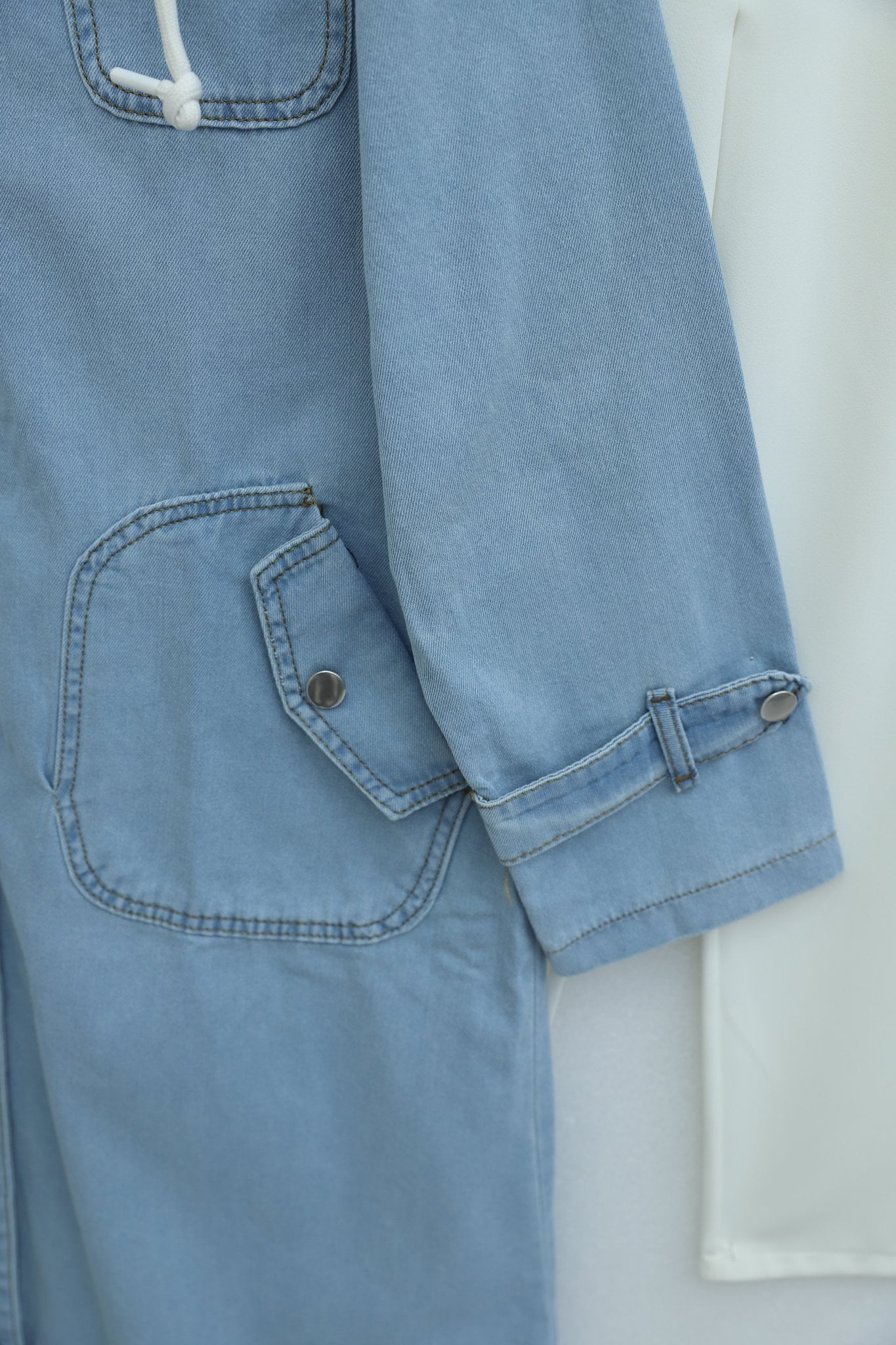 Long Denim Jacket with Hood - Light Blue - Podyumplus - by Peralane - photo 6