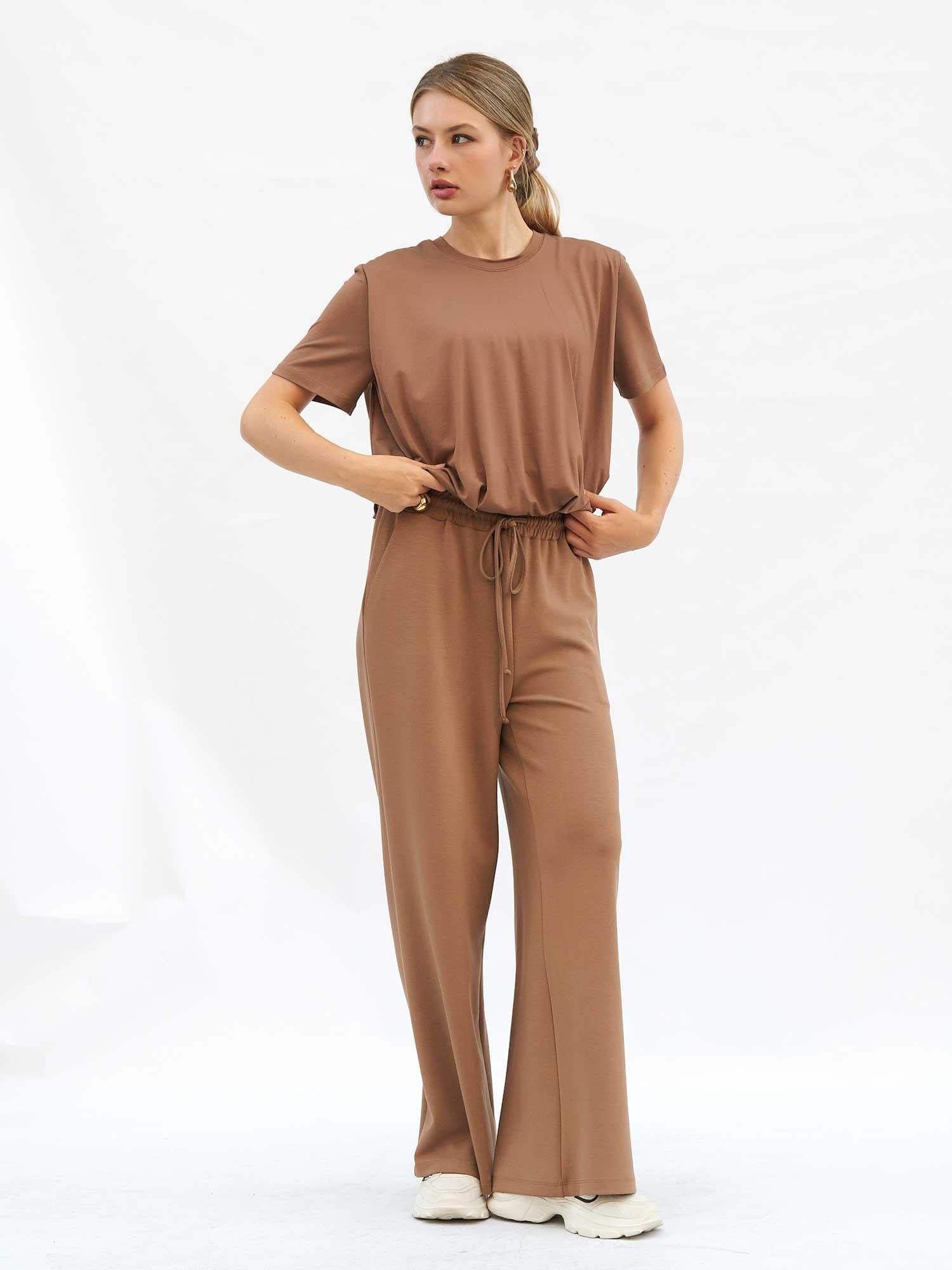 Balloon Sleeve Short-Sleeve T-Shirt and Trousers Set - Lefon - by Peralane - photo 6