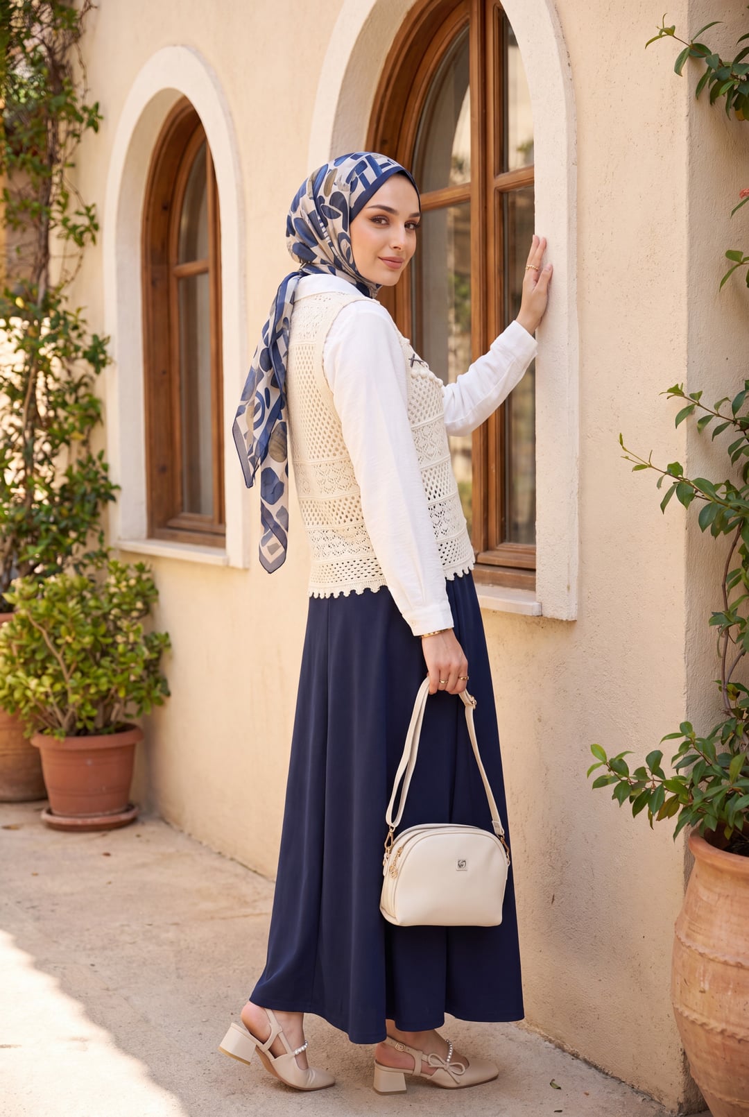 Cream Leaf Embroidery Openwork Pom-Pom Knitted Vest - Podyumplus - by Peralane - photo 4