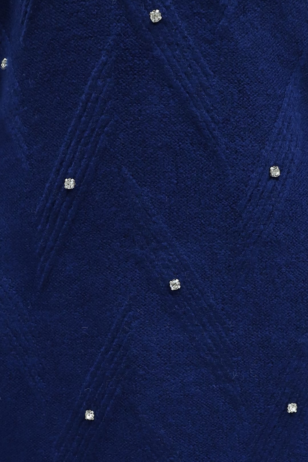 Navy Blue Rhinestone Balloon Sleeve Relaxed Knit Tunic - Podyumplus - by Peralane - photo 3